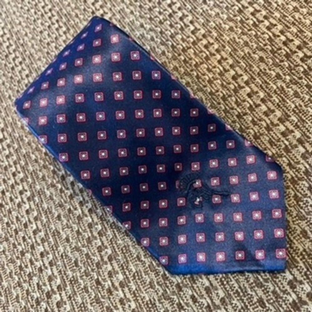 Countess Mara Sistine Satin Navy Blue Red Geometric Diamond Silk Tie‎ Raleighs